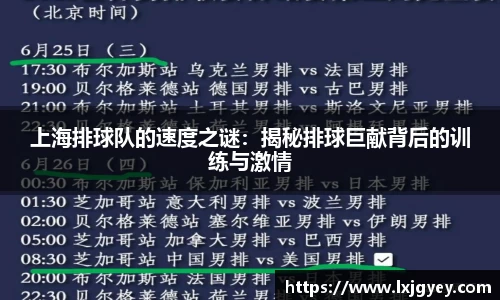 上海排球队的速度之谜：揭秘排球巨献背后的训练与激情